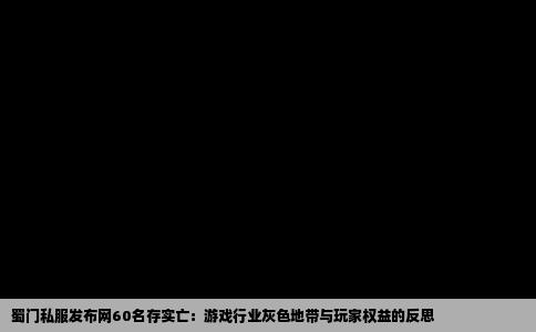 蜀门私服发布网60名存实亡：游戏行业灰色地带与玩家权益的反思